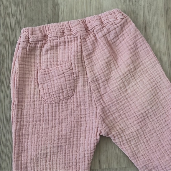 Zara Girls Textured Cotton Button Harem Pants in Pink Sz 6-9 Months - Picture 5 of 6